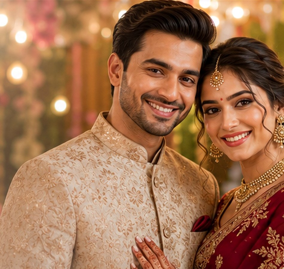 Indian couple in elegant traditional attire